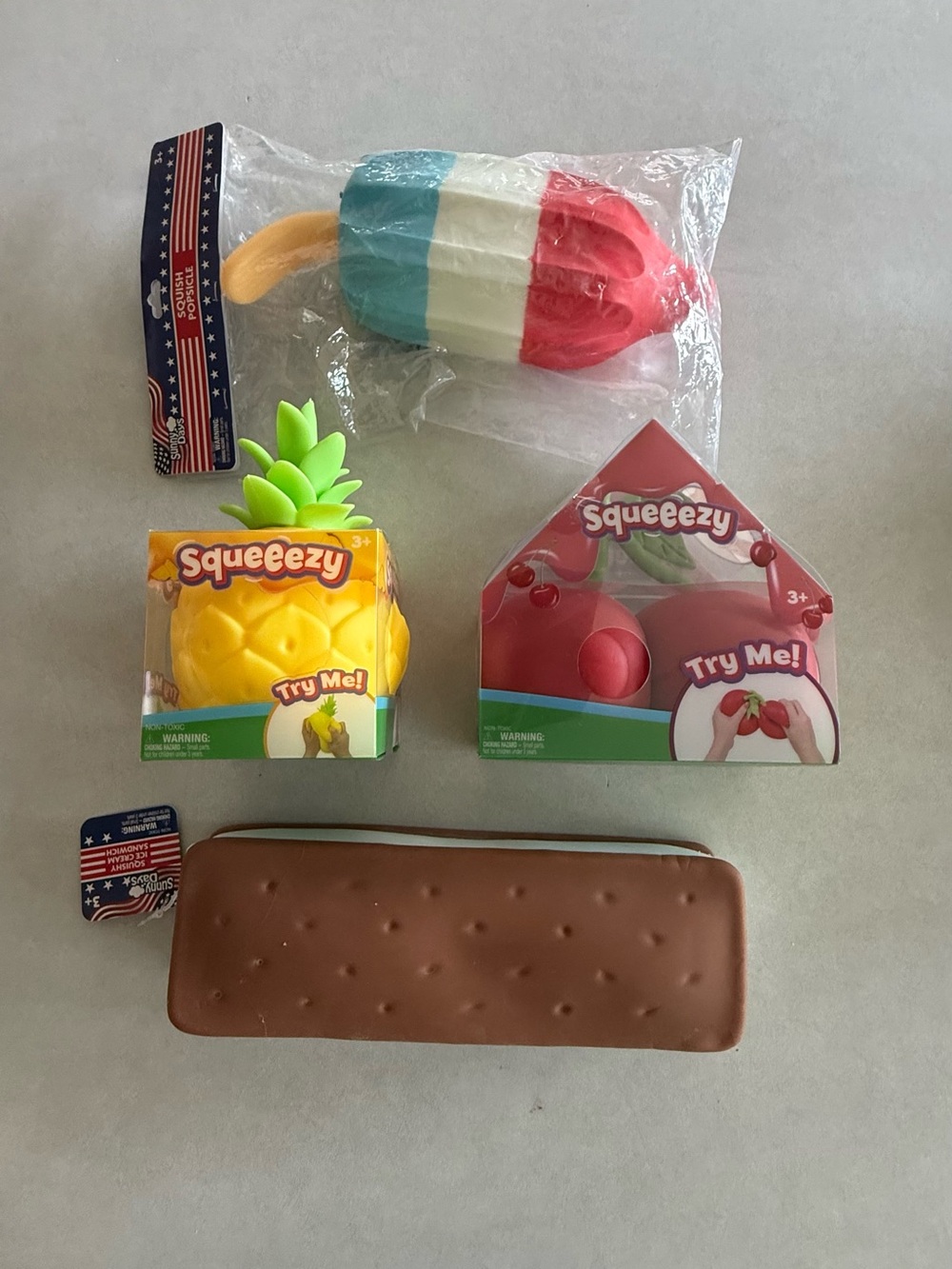 Bundle of Squishies Pineapple, Cherry, Popsicle, Ice Cream NEW